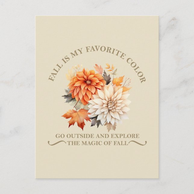 Cartão Postal Flores silvestres de aquarela folhas outono aspas (Frente)