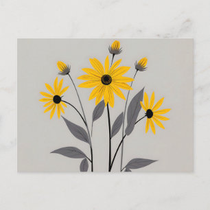 Cartão Postal Flores Susan de Olhos Negros Minimalistas