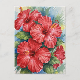 Cartão Postal Flores Tropicais de Kauai aquarela