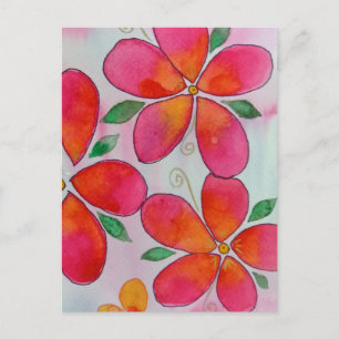 Cartão Postal FLORES TROPICAIS em aquarelas