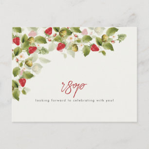Cartão Postal Flores Vermelhas Doces de Morango Silvestre Casame