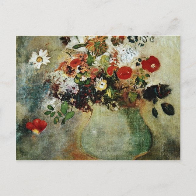 Cartão Postal Flores Vermelhas, Flores Odilon Redon (Frente)