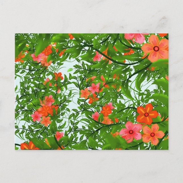 Cartão Postal Flores Vermelhas no Verde (Frente)