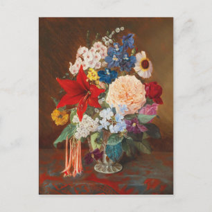 Cartão Postal Flores Vintage em um Vaso Porcelanista