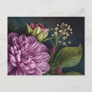 Cartão Postal Flores Vintage Escuras