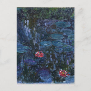 Cartão Postal flores vintage monet nenúfares reflexos arte