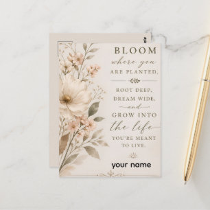 Cartão Postal Floresça Onde Você Está Plantado – Floral Minimali