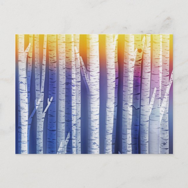 Cartão Postal Floresta Artsy Rainbow Birch (Frente)