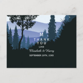 Cartão Postal Floresta Azul De Madeira, Casamento Russo Obrigado