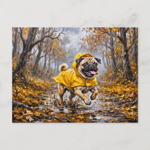 Cartão Postal Floresta Caprichosa de Novembro Chuvoso Ilustração