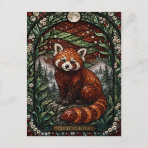 Cartão Postal Floresta da Montanha do Panda Vermelho Vidro Ilumi