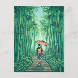 Cartão Postal Floresta de Bambu de Kyoto Japão Viagem Vintage
