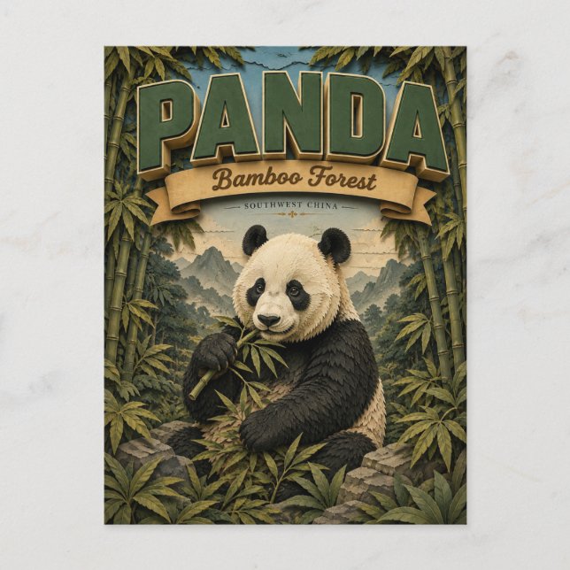 Cartão Postal Floresta de Bambu do Panda POPCUT (Frente)
