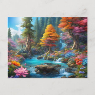 Cartão Postal Floresta de Fantasia Encantada, Cachoeira, Flores
