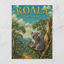 Cartão Postal Floresta de Goma de Koala Aquarela GeoSaga