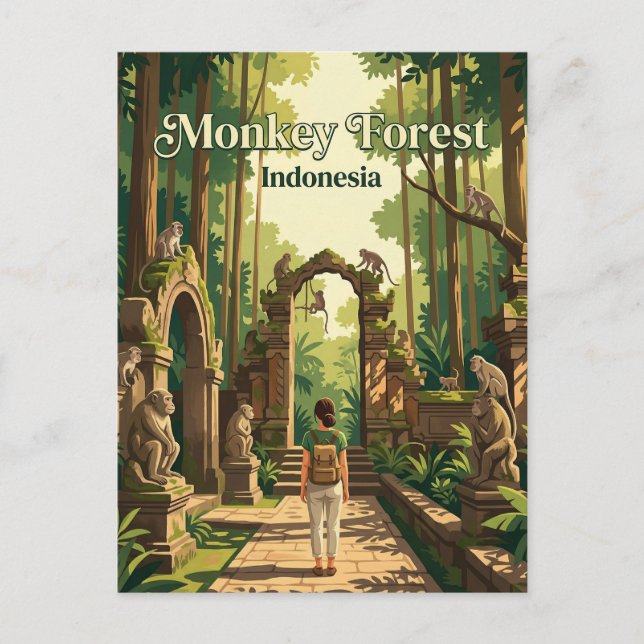 Cartão Postal Floresta de Macacos de Ubud Indonésia (Frente)