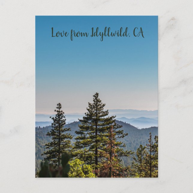 Cartão Postal Floresta de paisagens naturais azul e verde (Frente)