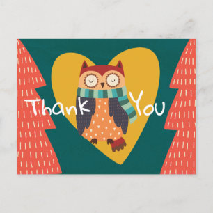 Cartão Postal Floresta de Pata Cura Coruja Animal de inverno