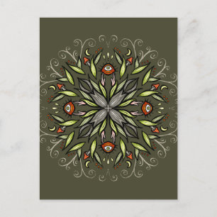 Cartão Postal Floresta Escura Verde Olhar de Cogumelo Goblincore