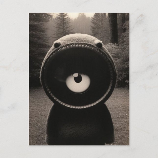 Cartão Postal Floresta Estranha e Bizarra Criatura Halloween  (Frente)