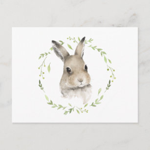 Cartão Postal Floresta Florestal Animal Watercolor Bunny