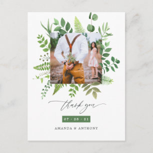 Cartão Postal Floresta Florestal Verde Casamento Obrigado