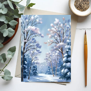 Cartão Postal Floresta Frostlight Natureza Aquarela Neve de In