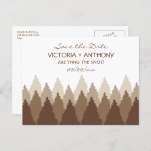 Cartão Postal Floresta Marrom Woodland Casamento Salve A Data