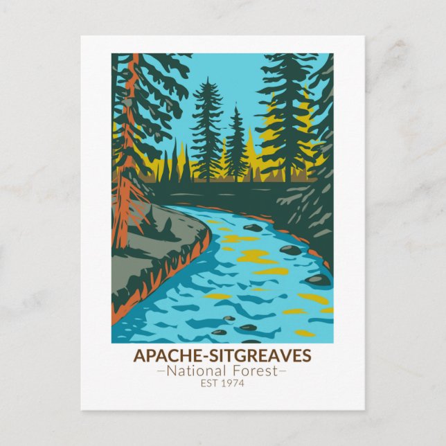 Cartão Postal Floresta Nacional Apache Sitgreaves Vintage (Frente)