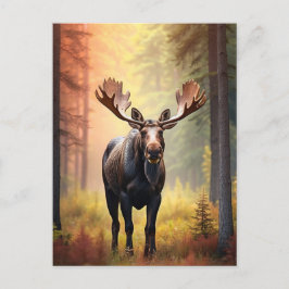 Cartão Postal *~* Floresta natural MOOSE AP49 de Ouro ensolarado