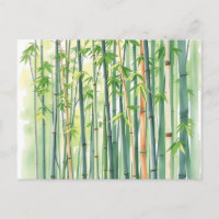 Floresta Pacífica de Bambu em Aquarela