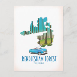 Cartão Postal Floresta Rendlesham Suffolk Mapa Antigo