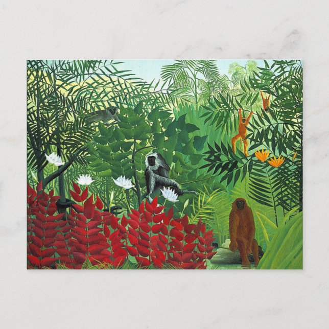 Cartão Postal Floresta Tropical com Macacos (Frente)