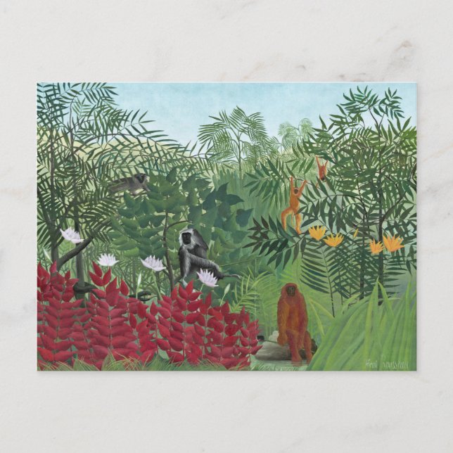 Cartão Postal Floresta Tropical com Macacos, 1910 (óleo na canva (Frente)