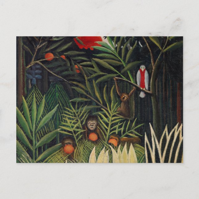 Cartão Postal Floresta tropical com macacos por Henri Rousseau (Frente)