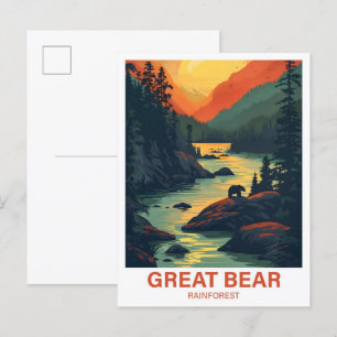 Cartão Postal Floresta Tropical do Grande Urso Canadá Ilustração
