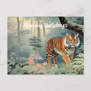Cartão Postal Floresta Tropical Selvagem Tiger Vintage