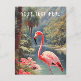 Cartão Postal Floresta Tropical Vida Selvagem Flamingo Rosa Vint