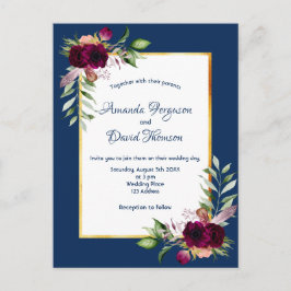 Cartão Postal Florestas borgonhetas de ouro verde boho azul casa