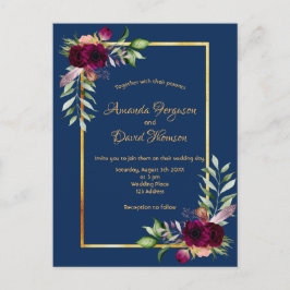 Cartão Postal Florestas borgonhetas de ouro verde boho azul casa