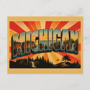 Cartão Postal Florestas Cachoeiras das Grandes Lagos de Michigan