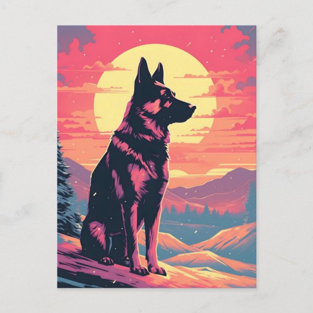 Cartão Postal Florestas montanhosas de inverno german shepherd d (Frente)