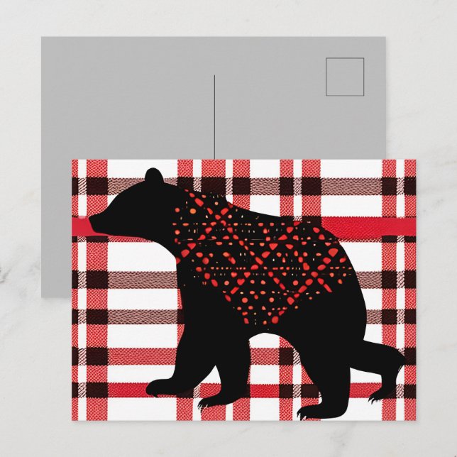 Cartão Postal Florestas Negras Russas Silhout Urso Negro Na Xadr (Frente/Verso)