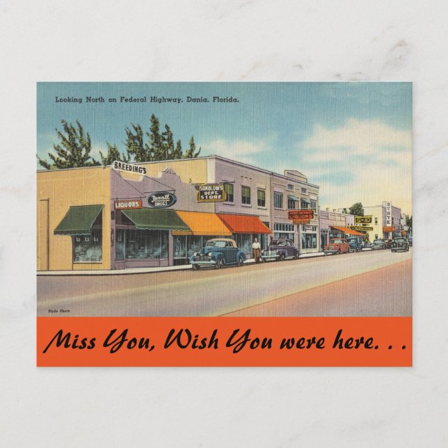 Cartão Postal Flórida, autoestrada federal, Dania (Frente)