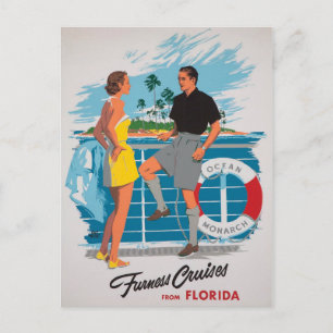 Cartão Postal Flórida Cruises Restaurada Poster vintage