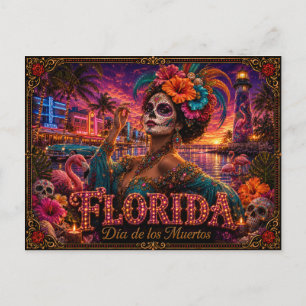 Cartão Postal Flórida Día de los Muertos Retro