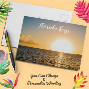 Cartão Postal Flórida Keys Ocean Sunset Ouro Glow