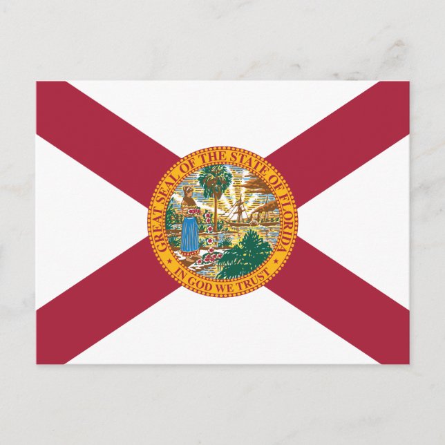 Cartão Postal Florida State Flag Sunshine State Seal  (Frente)