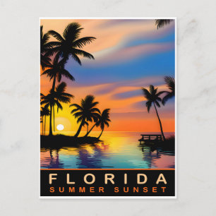 Cartão Postal Flórida, Sunset de Verão com Palmeiras, Viagem