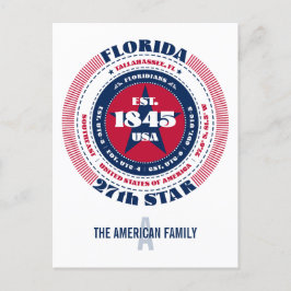 Cartão Postal Flórida, Tallahassee, FL, Patriótica, Monograma